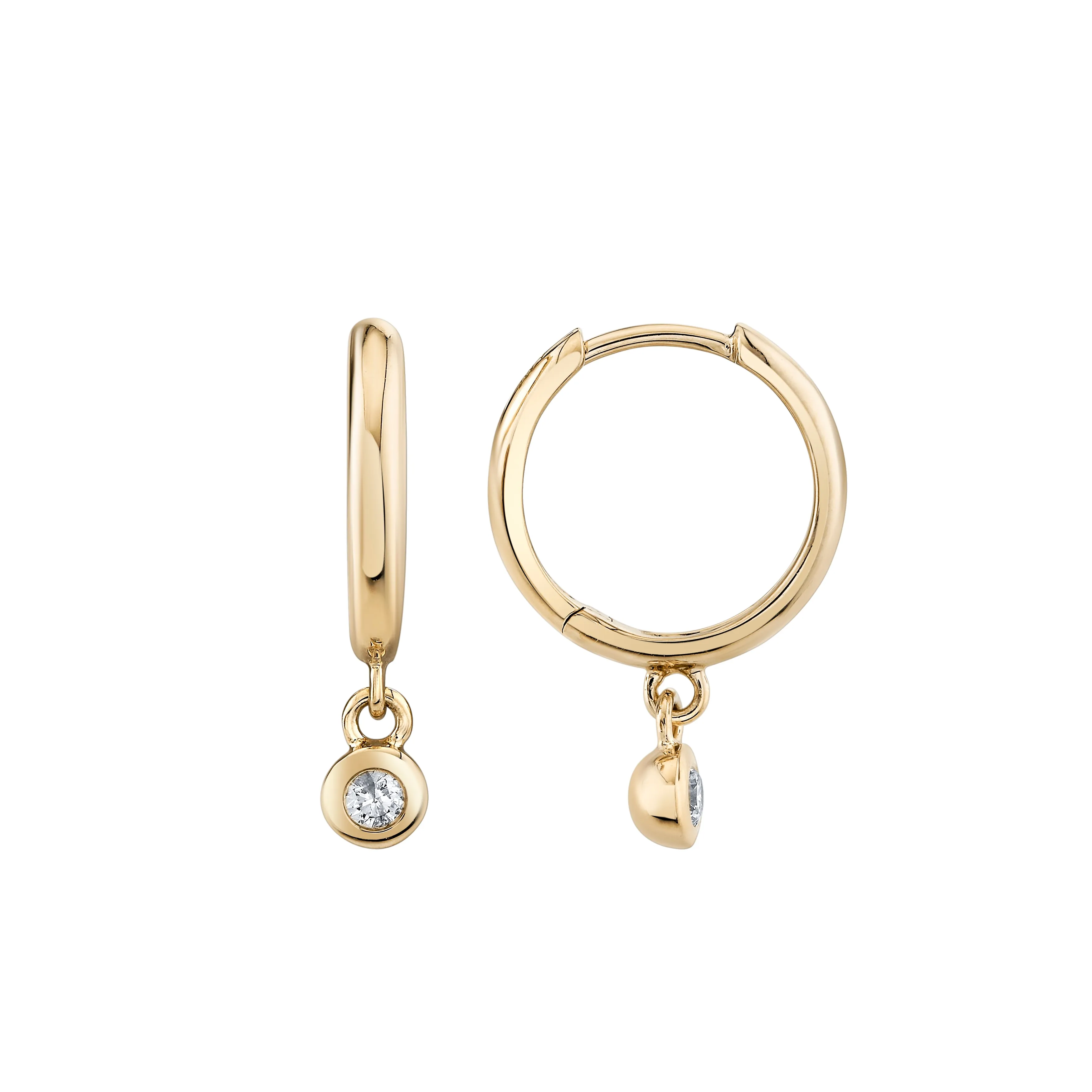 Single Diamond Raindrop Huggies sold by Ariel Gordon Jewelry