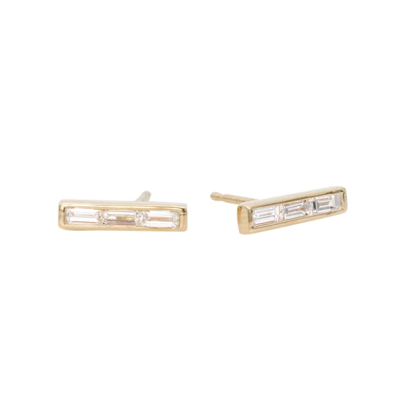 Baguette Diamond Studs sold by Ariel Gordon Jewelry