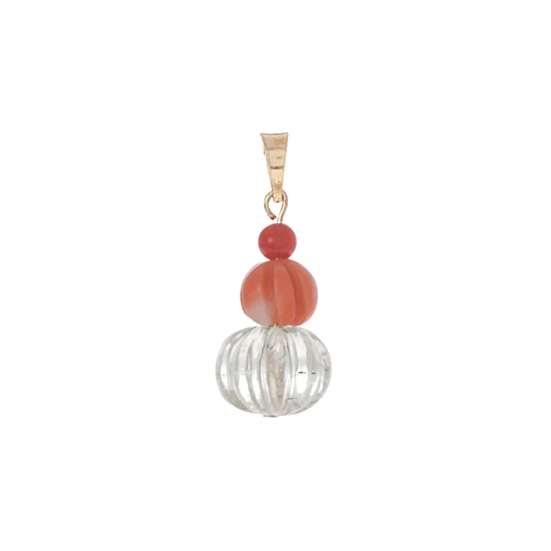 Carved Aquamarine and Coral Drop sold by Ariel Gordon Jewelry