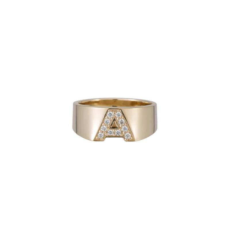 Pavé Letter Ring sold by Ariel Gordon Jewelry