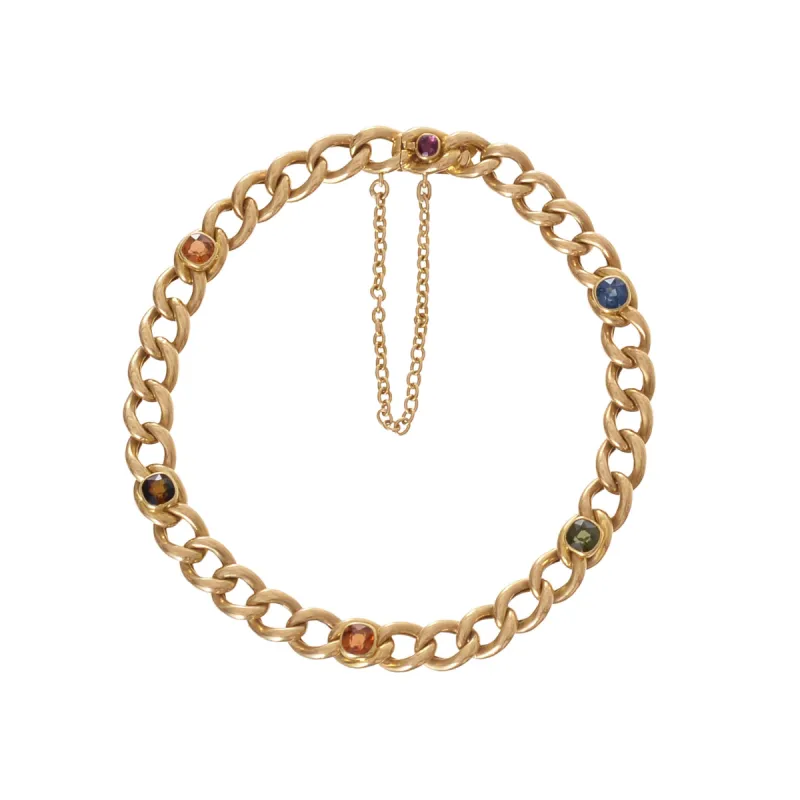 Victorian Multi-Gem Curb Bracelet sold by Ariel Gordon Jewelry