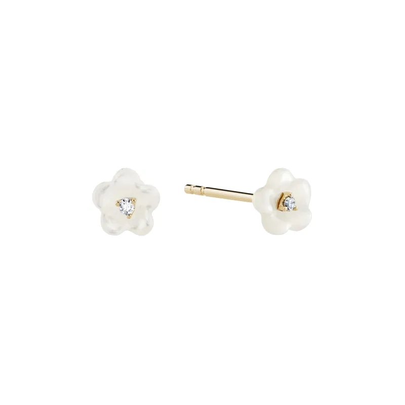 Diamond Blossom Mother of Pearl Studs sold by Ariel Gordon Jewelry