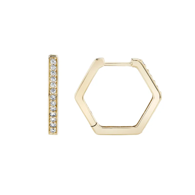 Pavé Hex Hoops sold by Ariel Gordon Jewelry