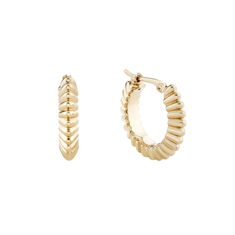 Ridged Knife Edge Helium Hoops sold by Ariel Gordon Jewelry