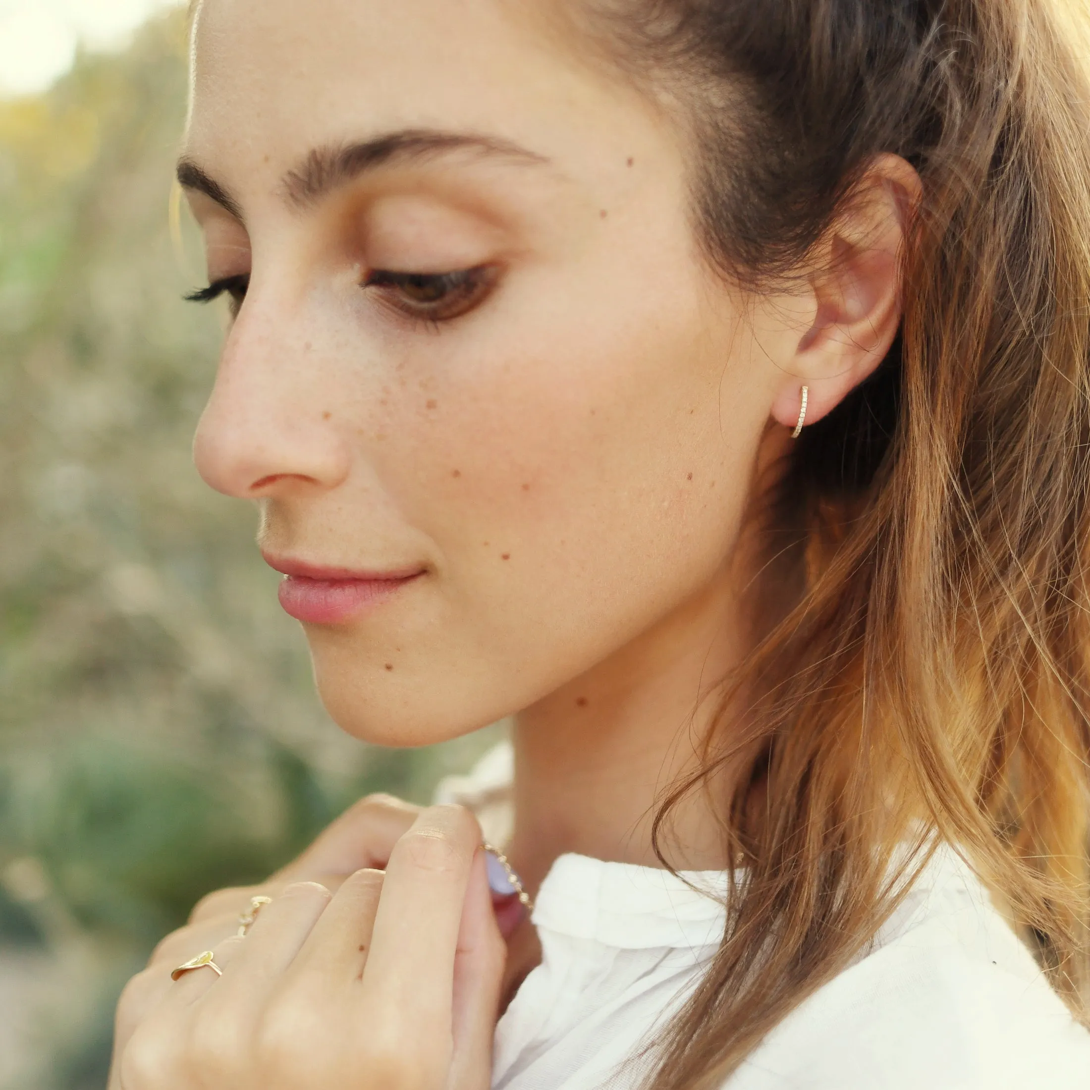 Rose Gold Pavé Huggies sold by Ariel Gordon Jewelry product image thumbnail 3