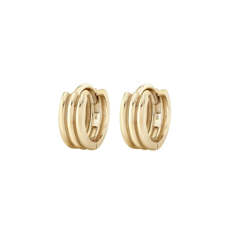 Mini Triptych Hoops sold by Ariel Gordon Jewelry