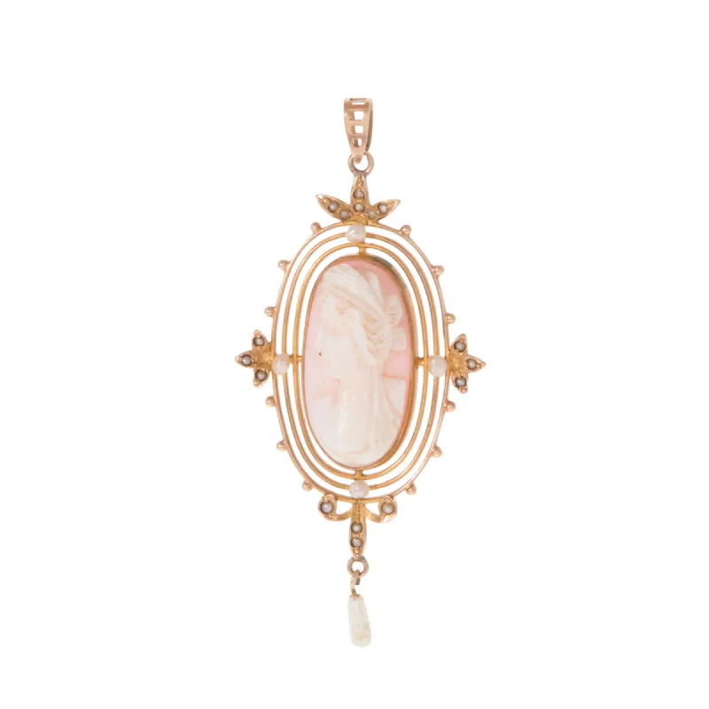 Cameo Pearl Filigree Pendant sold by Ariel Gordon Jewelry