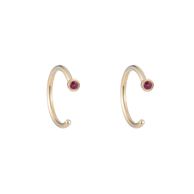 Dual Birthstone Dust Hoops made by Ariel Gordon Jewelry