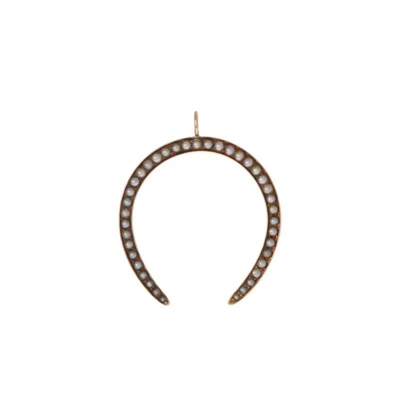 Pearl Enamel Horseshoe Pendant sold by Ariel Gordon Jewelry
