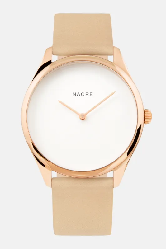 Lune - Rose Gold - Sand Leather sold by Nacre Watches