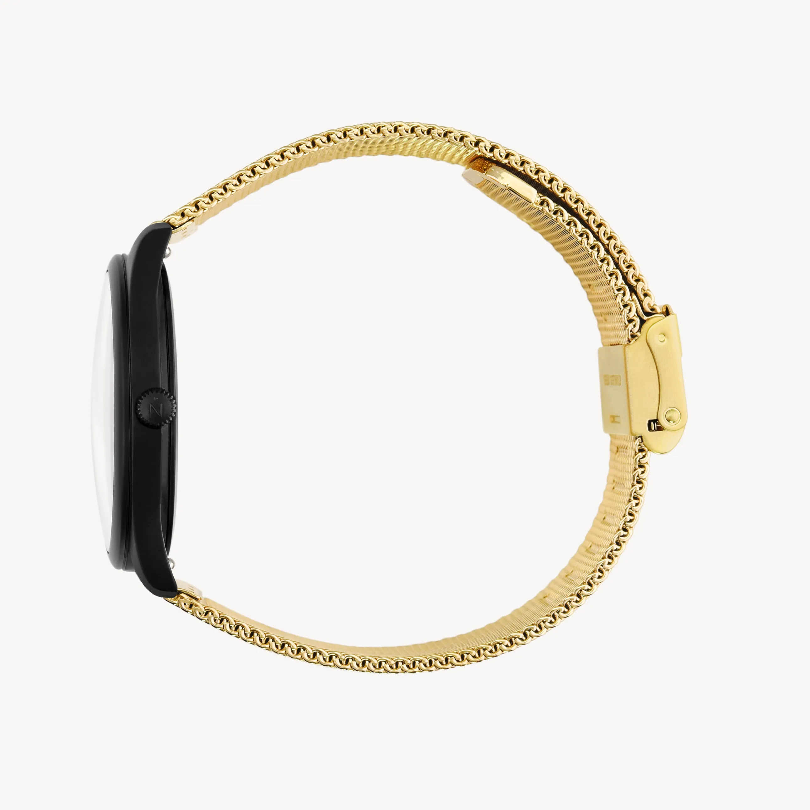 Lune 8 - Matte Black - Gold Mesh sold by Nacre Watches product image thumbnail 3