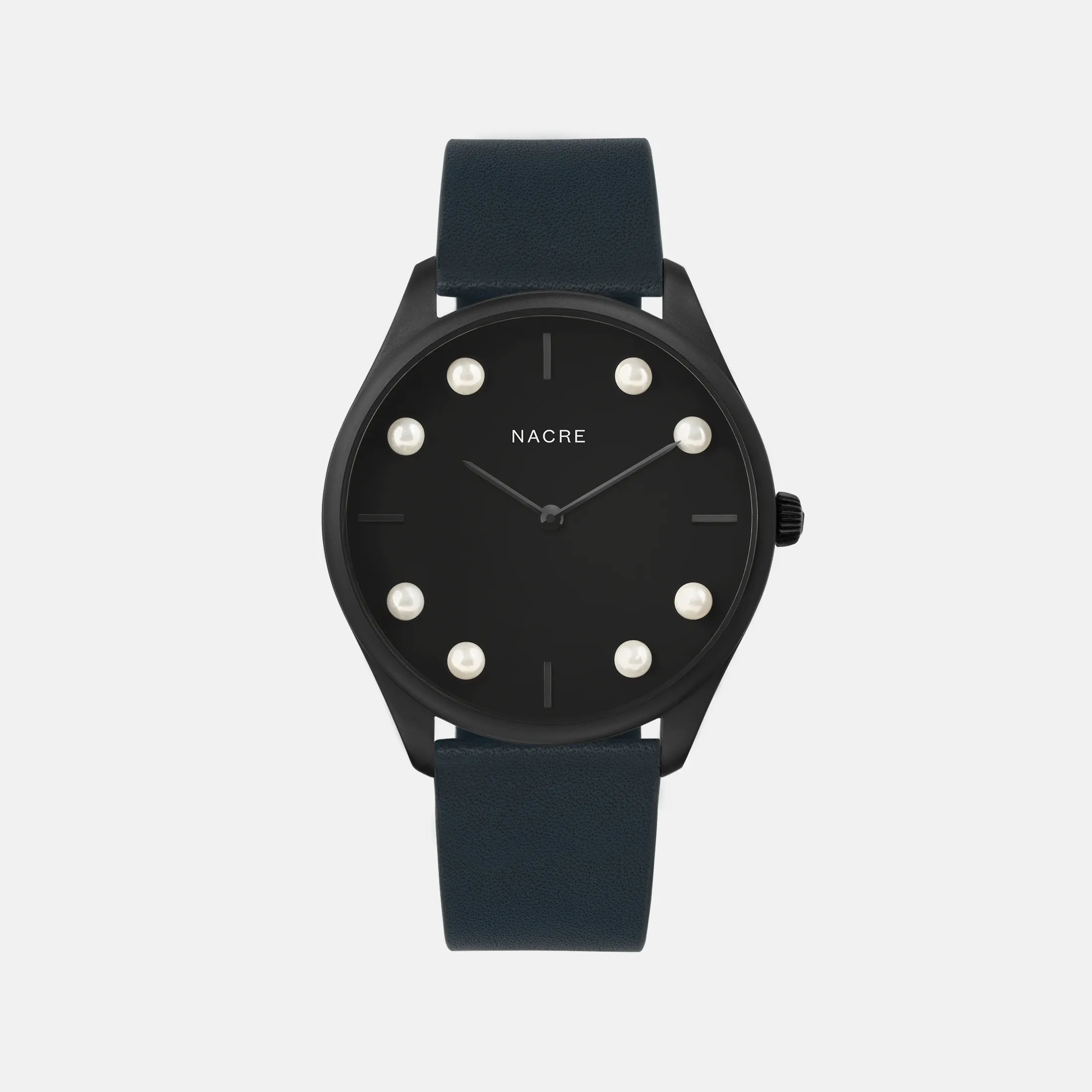 Lune 8 - Matte Black - Navy Leather sold by Nacre Watches product image thumbnail 2