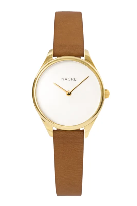 Mini Lune - Gold - Saddle Leather sold by Nacre Watches