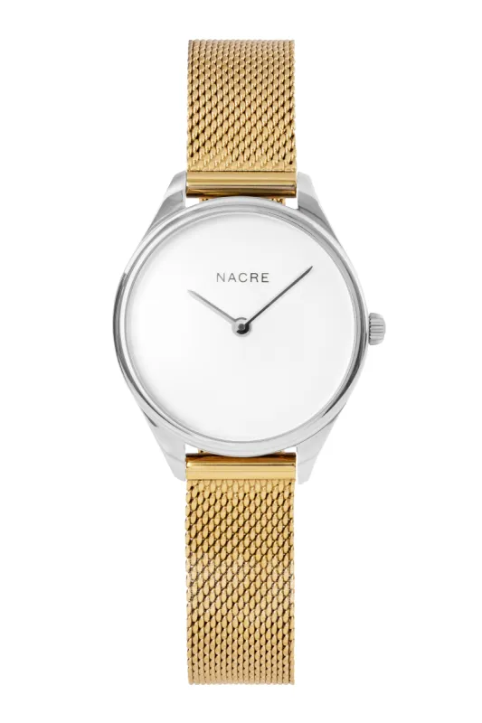 Mini Lune - Stainless Steel - Gold Mesh sold by Nacre Watches