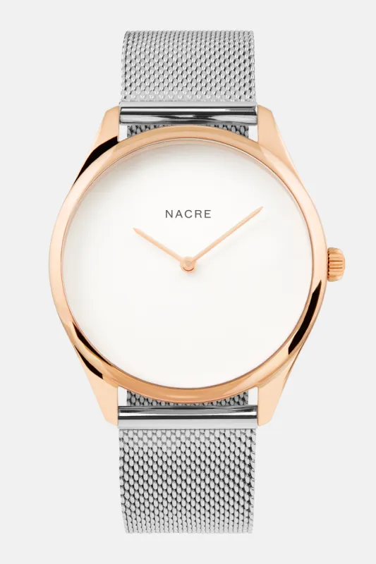 Lune - Rose Gold - Stainless Steel Mesh sold by Nacre Watches