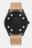 Lune 8 - Matte Black - Rose Gold Mesh sold by Nacre Watches