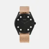 Lune 8 - Matte Black - Rose Gold Mesh sold by Nacre Watches