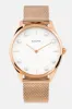 Lune 8 - Rose Gold and White - Rose Gold Mesh sold by Nacre Watches