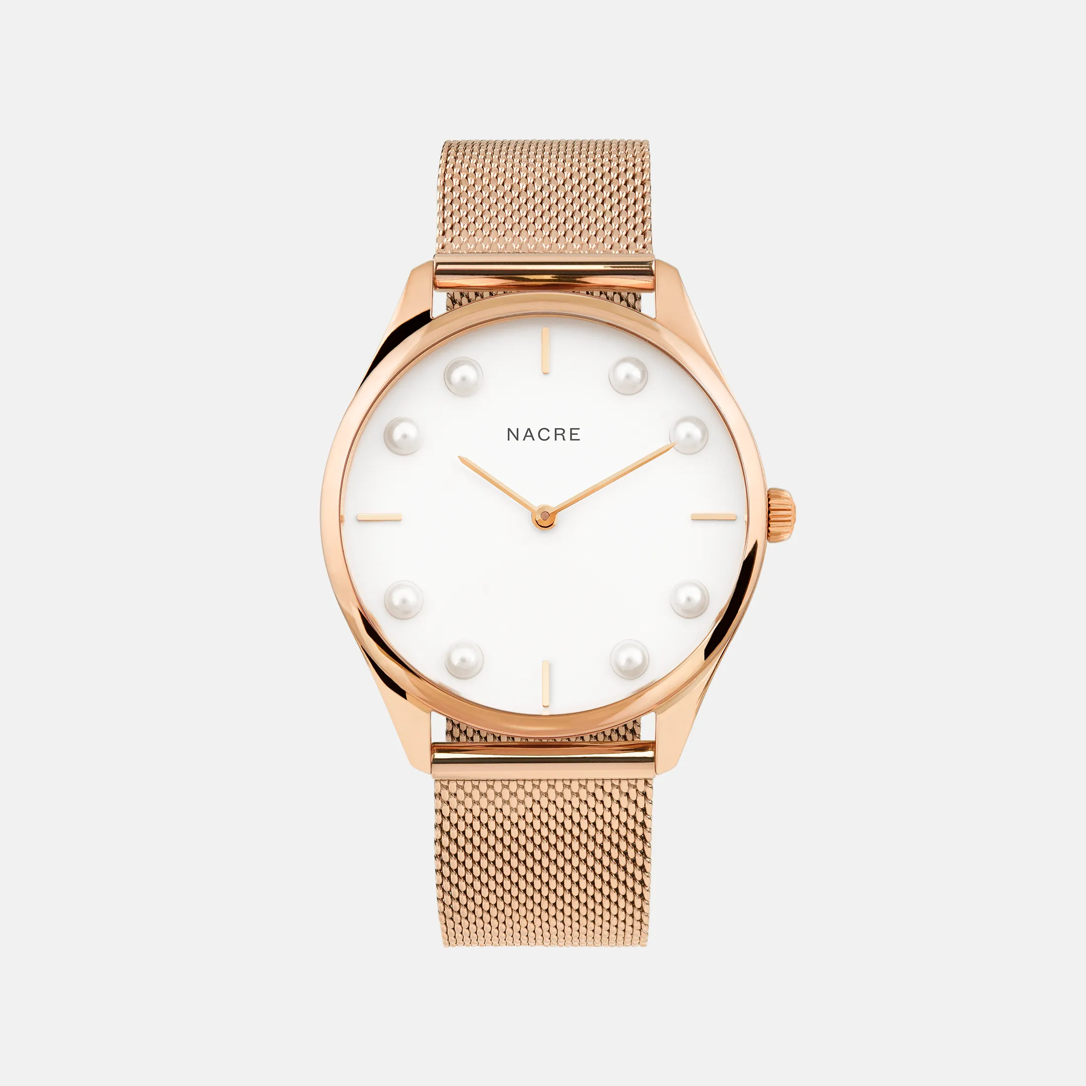 Lune 8 - Rose Gold and White - Rose Gold Mesh sold by Nacre Watches product image thumbnail 2