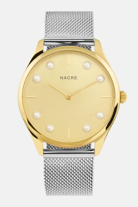 Lune 8 - Gold - Stainless Steel Mesh sold by Nacre Watches