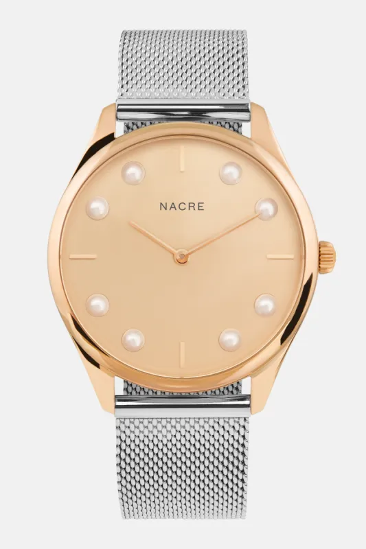Lune 8 - Rose Gold - Stainless Steel Mesh sold by Nacre Watches