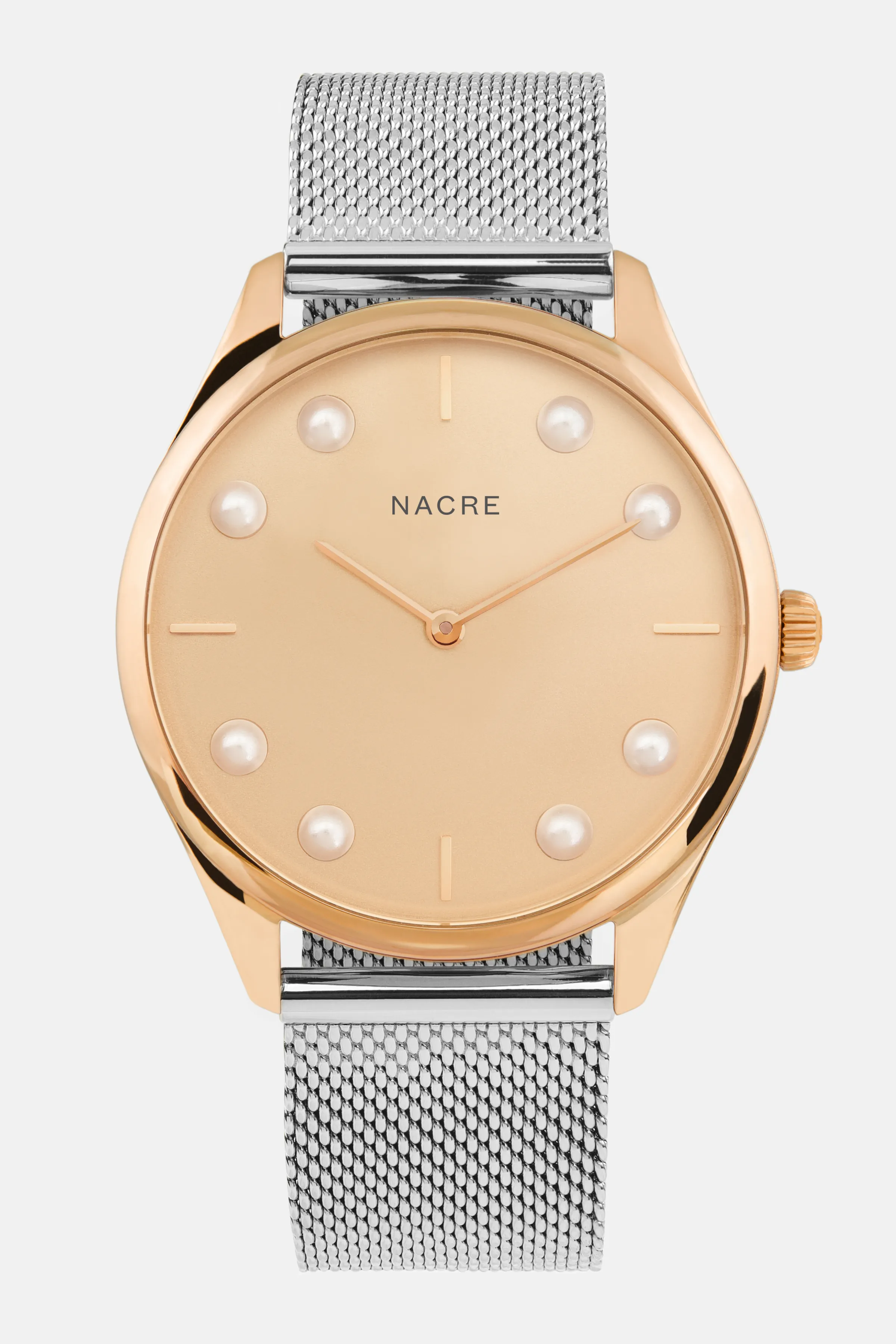 Lune 8 - Rose Gold - Stainless Steel Mesh sold by Nacre Watches