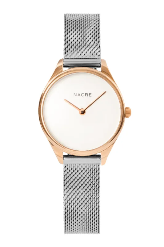 Mini Lune - Rose Gold - Stainless Steel Mesh sold by Nacre Watches