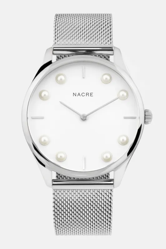 Lune 8 - Stainless Steel - Stainless Steel Mesh sold by Nacre Watches