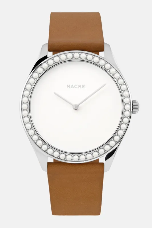 Lune 48 - Stainless Steel - Saddle Leather sold by Nacre Watches