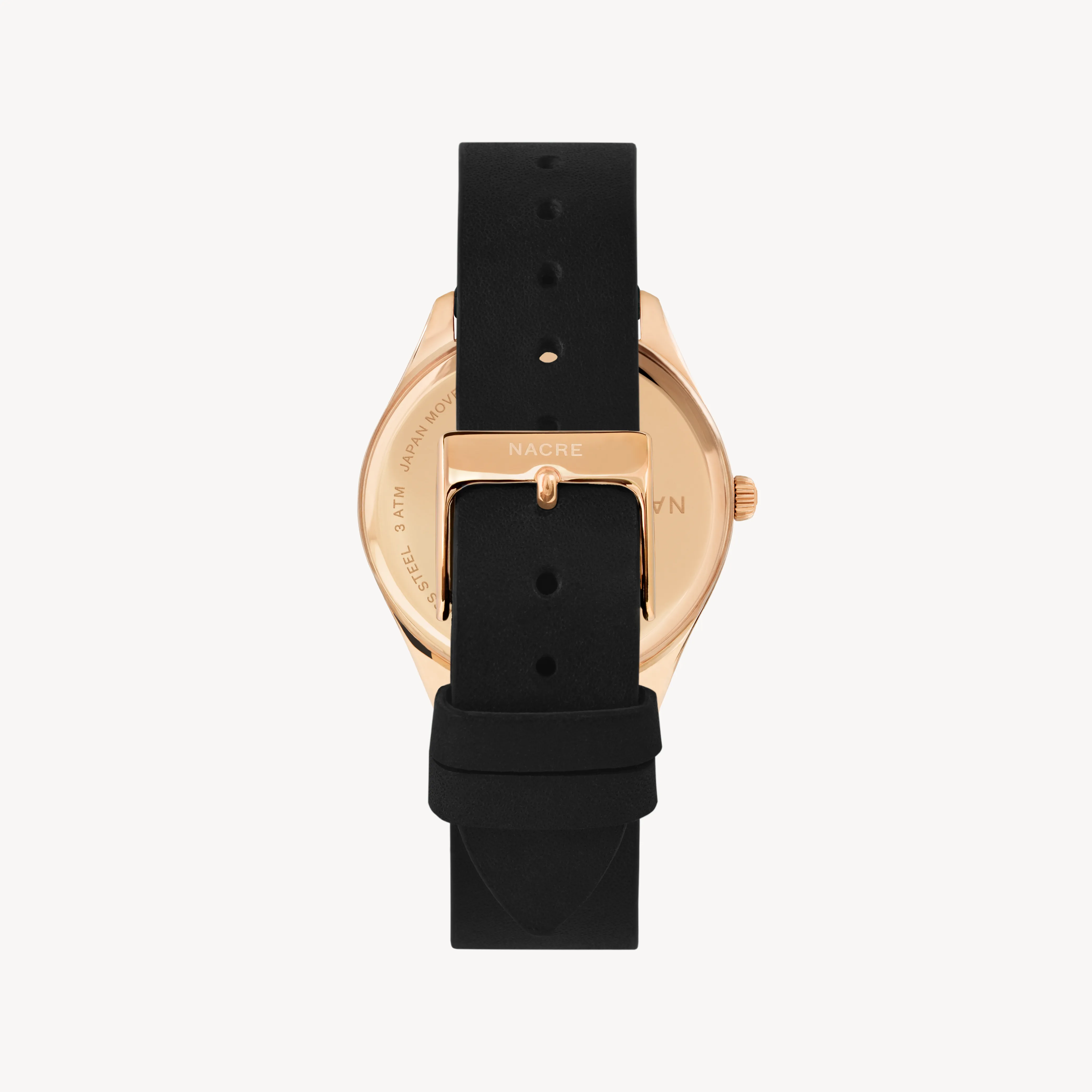 Lune 8 - Rose Gold and White - Black Leather sold by Nacre Watches product image thumbnail 4