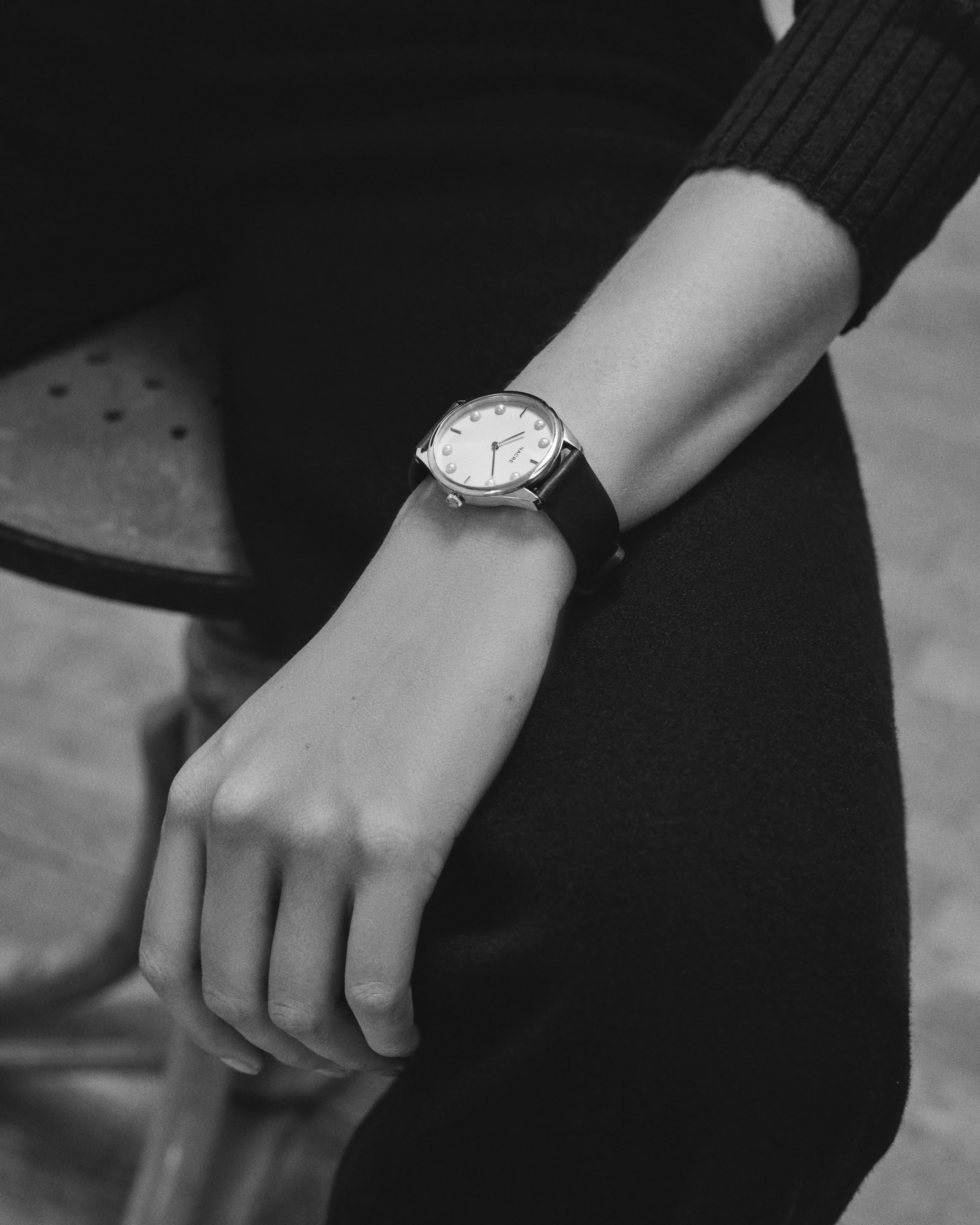 Lune 8 - Rose Gold and White - Black Leather sold by Nacre Watches product image thumbnail 5