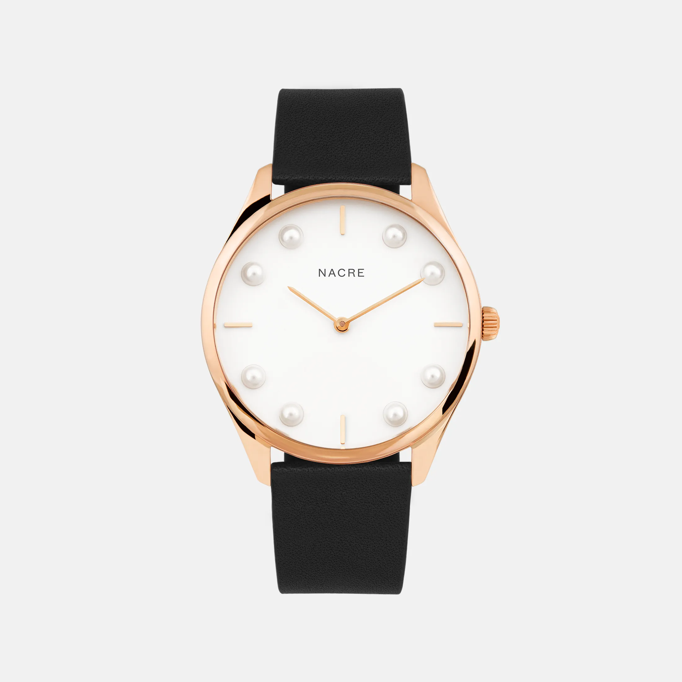 Lune 8 - Rose Gold and White - Black Leather sold by Nacre Watches product image thumbnail 2