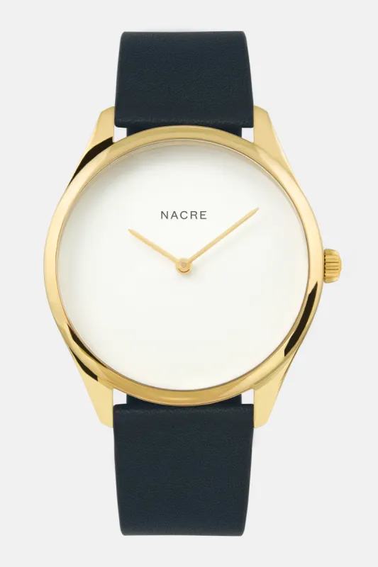 Lune - Gold - Navy Leather sold by Nacre Watches