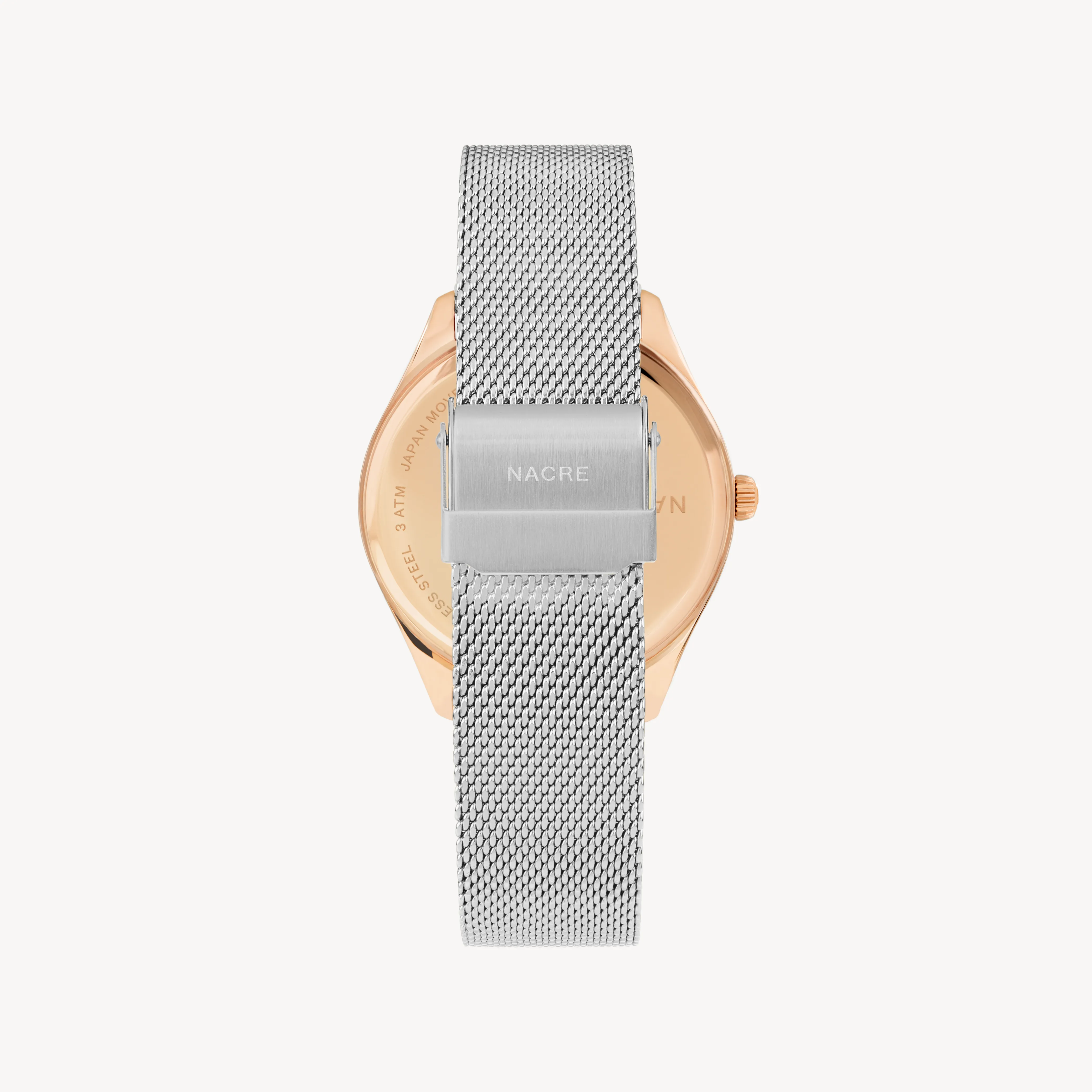 Lune 8 - Rose Gold and White - Stainless Steel Mesh sold by Nacre Watches product image thumbnail 4