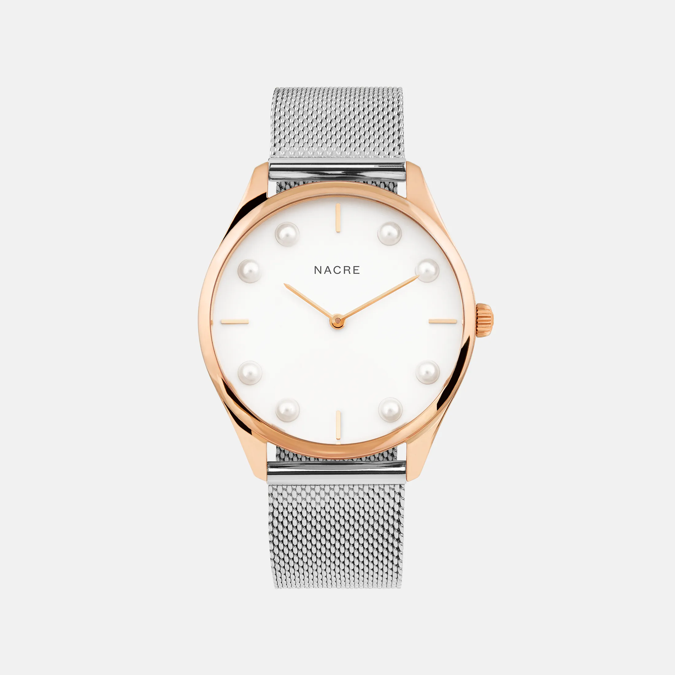 Lune 8 - Rose Gold and White - Stainless Steel Mesh sold by Nacre Watches product image thumbnail 2
