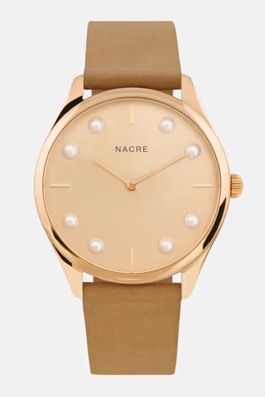 Lune 8 - Rose Gold - Natural Leather sold by Nacre Watches