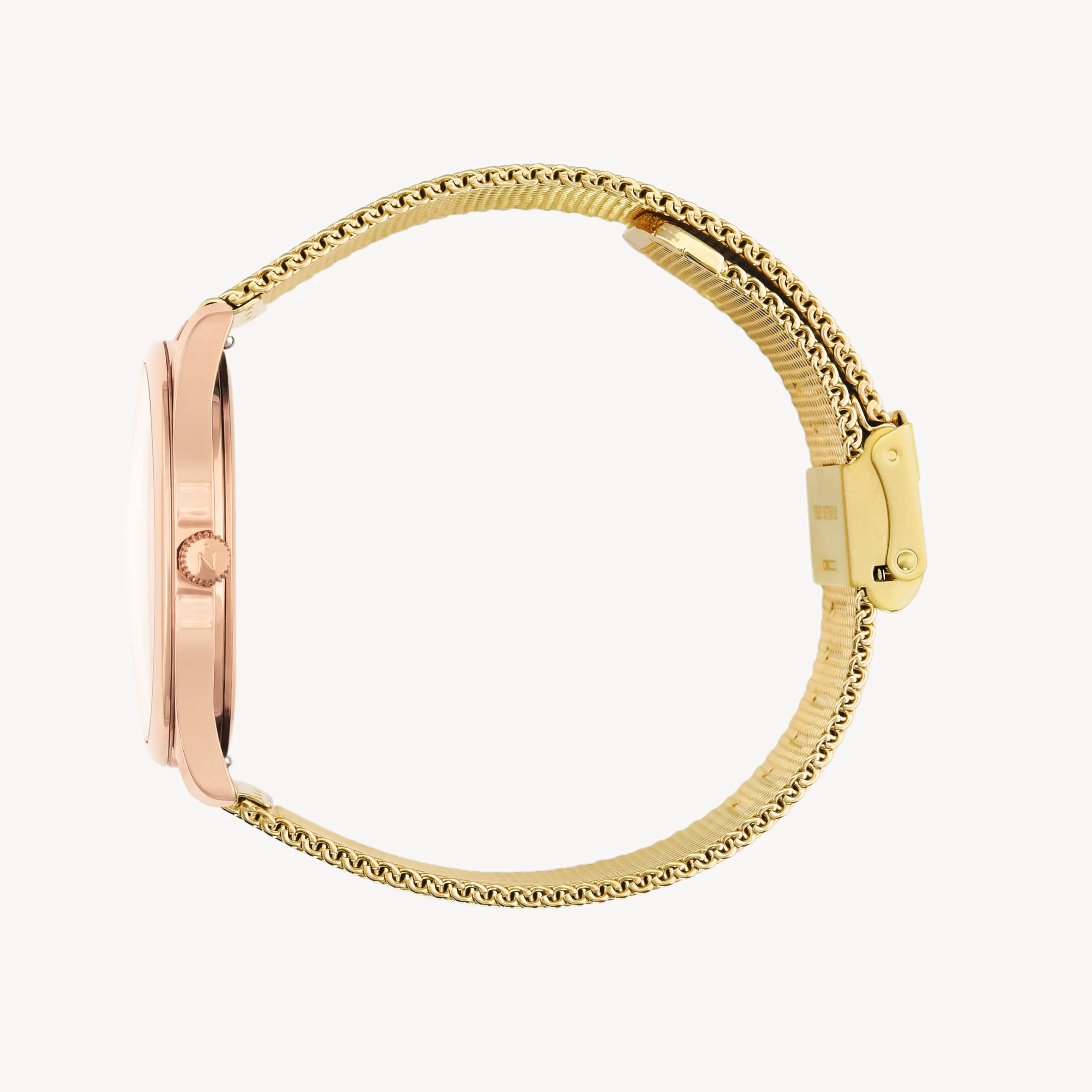 Lune 8 - Rose Gold and White - Gold Mesh sold by Nacre Watches product image thumbnail 3