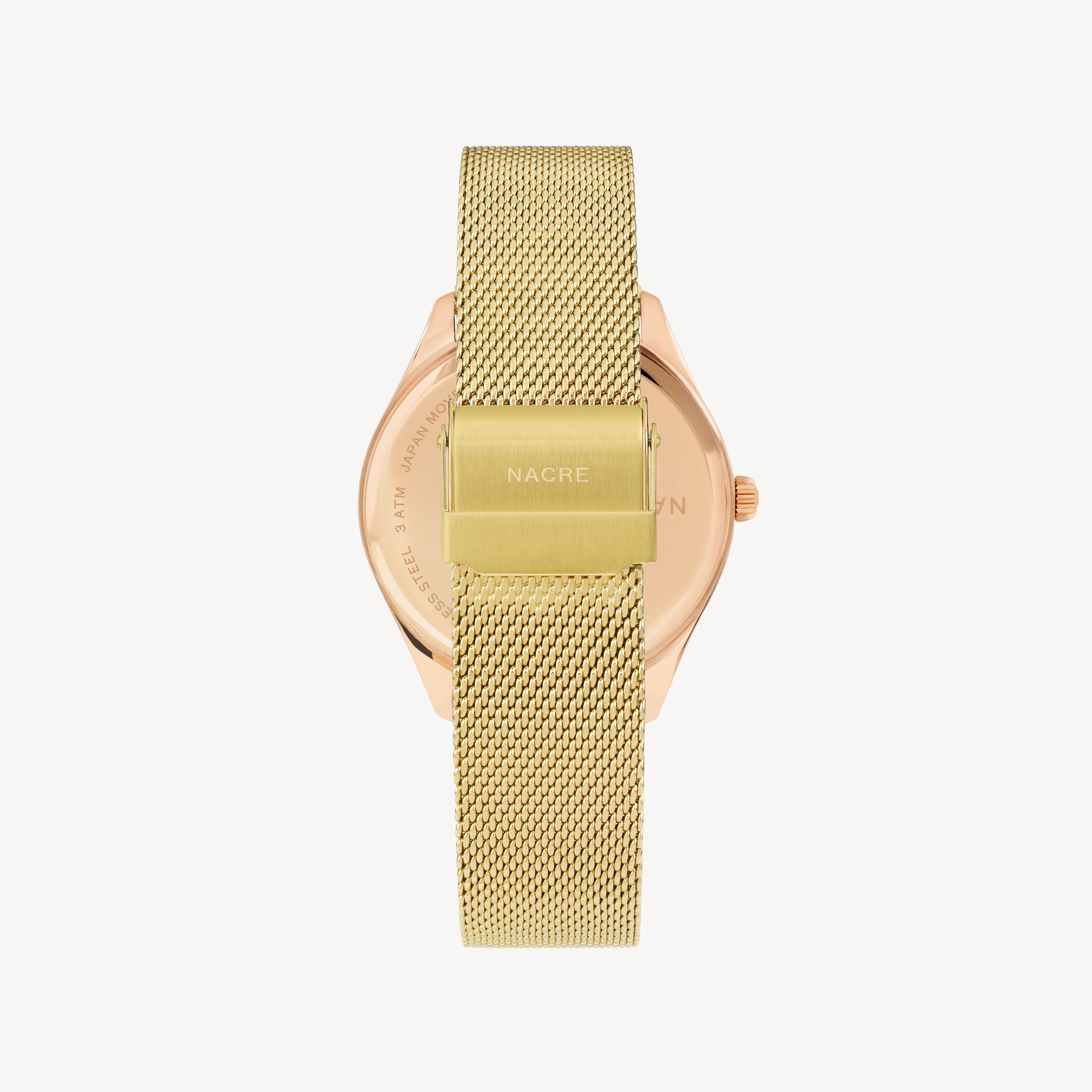 Lune 8 - Rose Gold and White - Gold Mesh sold by Nacre Watches product image thumbnail 4