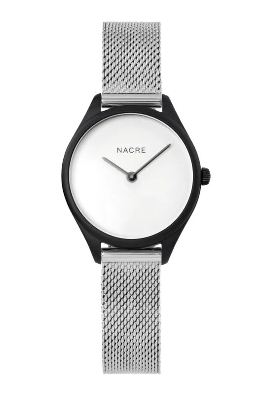 Mini Lune - Matte Black - Stainless Steel Mesh sold by Nacre Watches