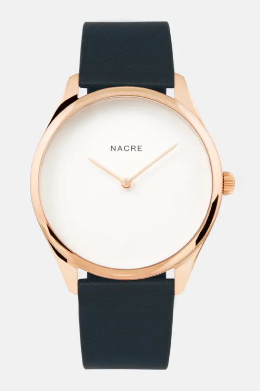Lune - Rose Gold - Navy Leather sold by Nacre Watches