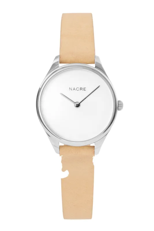 Mini Lune - Stainless Steel - Sand Leather sold by Nacre Watches