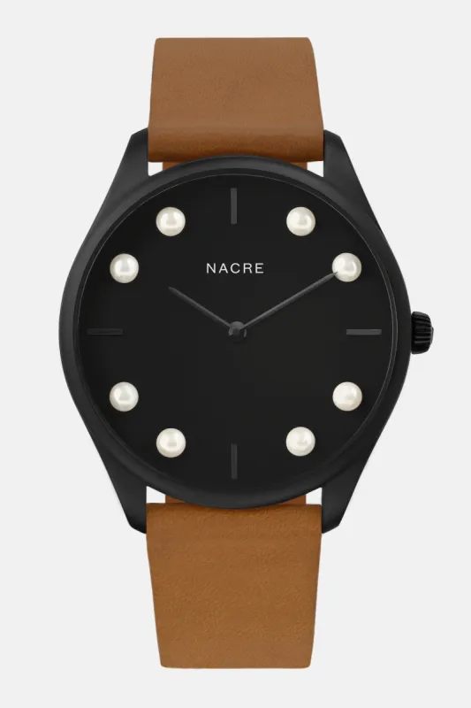Lune 8 - Matte Black - Saddle Leather sold by Nacre Watches