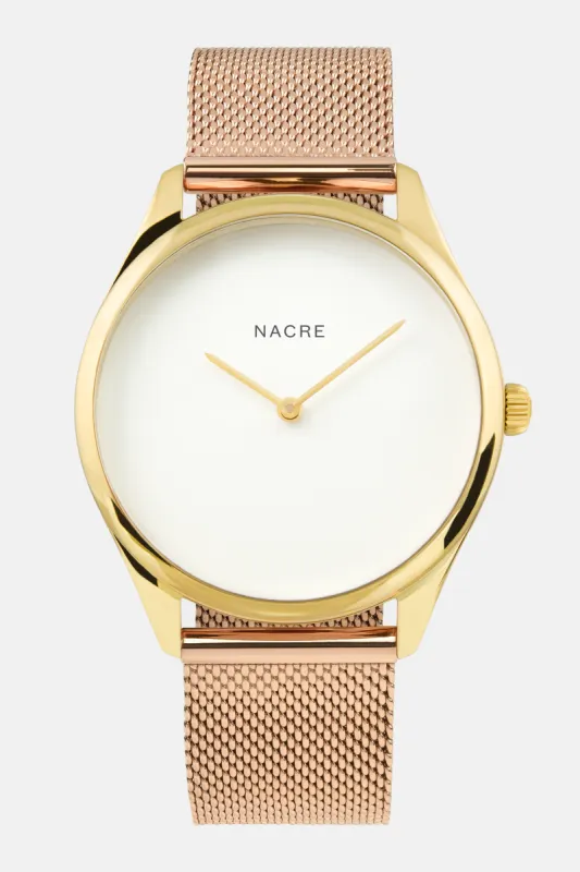 Lune - Gold - Rose Gold Mesh sold by Nacre Watches
