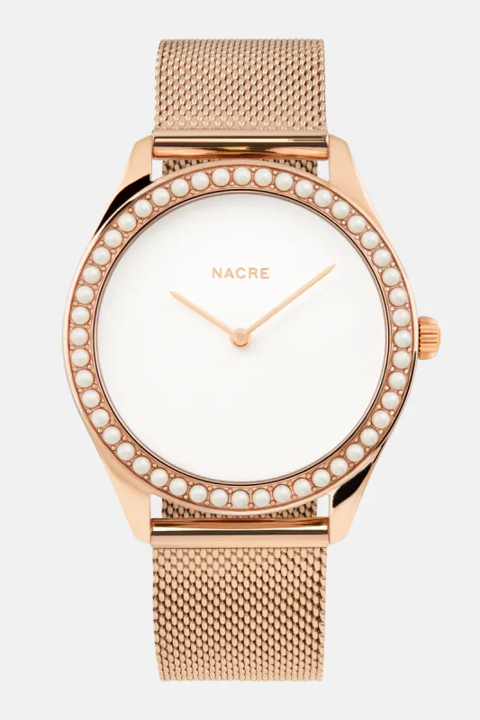 Lune 48 - Rose Gold - Rose Gold Mesh sold by Nacre Watches