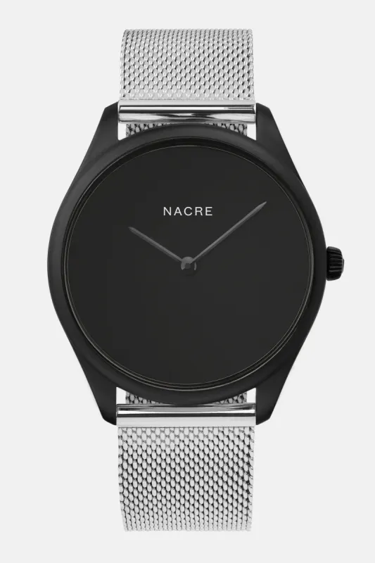 Lune Eclipse - Matte Black - Stainless Steel Mesh sold by Nacre Watches