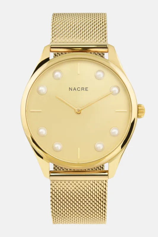 Lune 8 - Gold - Gold Mesh sold by Nacre Watches
