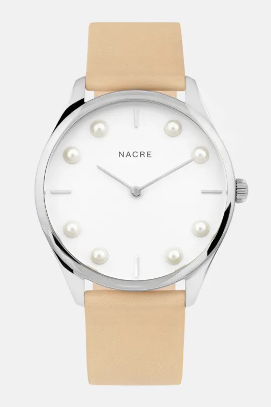 Lune 8 - Stainless Steel - Sand Leather sold by Nacre Watches