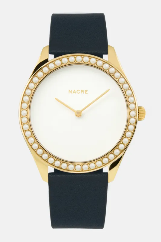 Lune 48 - Gold - Navy Leather sold by Nacre Watches