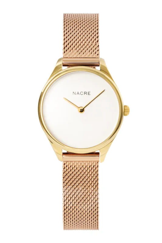 Mini Lune - Gold - Rose Gold Mesh sold by Nacre Watches