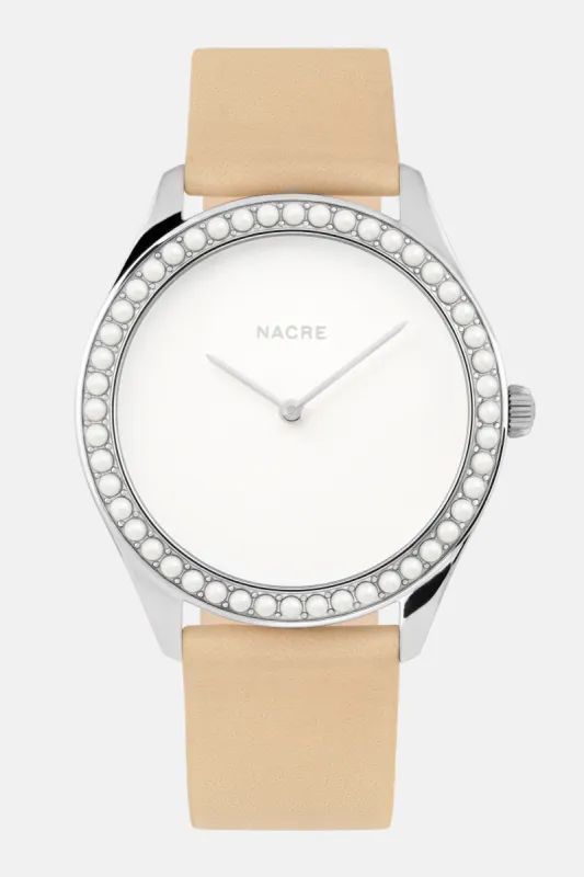Lune 48 - Stainless Steel - Sand Leather sold by Nacre Watches